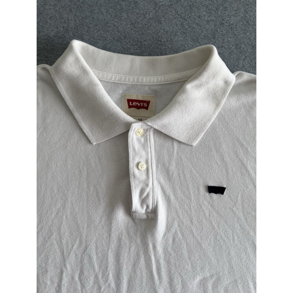 Levi's Men's Size XXL Housemark Polo Shirt Standard Fit White Classic Casual